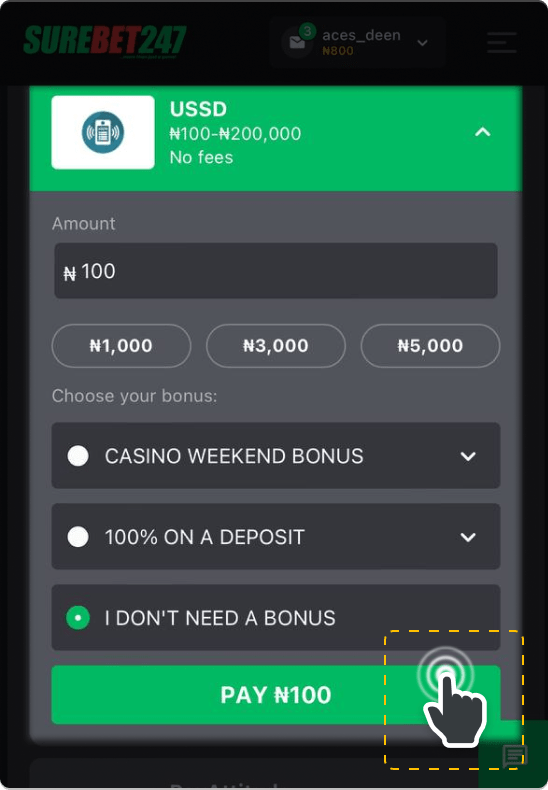 5. How to Deposit using USSD